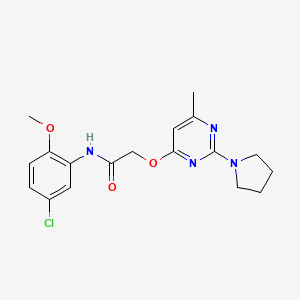 molecular formula C18H21ClN4O3 B2735113 N-(5-chloro-2-methoxyphenyl)-2-{[6-methyl-2-(pyrrolidin-1-yl)pyrimidin-4-yl]oxy}acetamide CAS No. 1226455-45-3