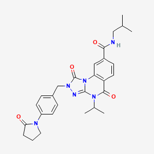 molecular formula C28H32N6O4 B2735148 N-(2-methylpropyl)-1,5-dioxo-2-{[4-(2-oxopyrrolidin-1-yl)phenyl]methyl}-4-(propan-2-yl)-1H,2H,4H,5H-[1,2,4]triazolo[4,3-a]quinazoline-8-carboxamide CAS No. 1243007-22-8