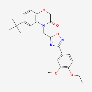 molecular formula C24H27N3O5 B2735155 6-(tert-butyl)-4-((3-(4-ethoxy-3-methoxyphenyl)-1,2,4-oxadiazol-5-yl)methyl)-2H-benzo[b][1,4]oxazin-3(4H)-one CAS No. 1105229-38-6