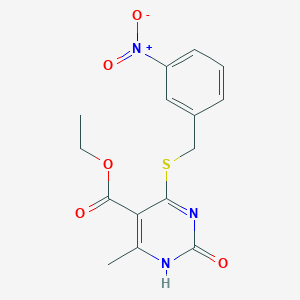 molecular formula C15H15N3O5S B2735165 ethyl 6-methyl-4-{[(3-nitrophenyl)methyl]sulfanyl}-2-oxo-1,2-dihydropyrimidine-5-carboxylate CAS No. 899957-40-5