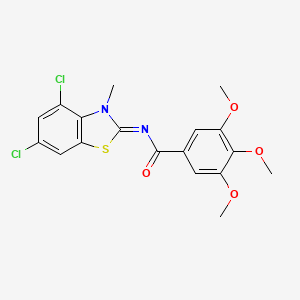 molecular formula C18H16Cl2N2O4S B2735175 N-[(2Z)-4,6-dichloro-3-methyl-2,3-dihydro-1,3-benzothiazol-2-ylidene]-3,4,5-trimethoxybenzamide CAS No. 868369-26-0