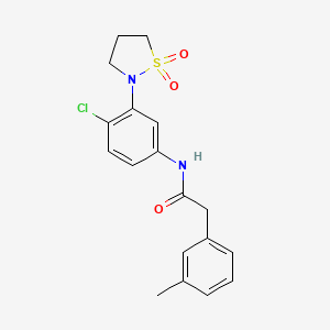 molecular formula C18H19ClN2O3S B2735194 N-(4-chloro-3-(1,1-dioxidoisothiazolidin-2-yl)phenyl)-2-(m-tolyl)acetamide CAS No. 941986-04-5