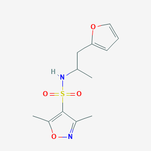 molecular formula C12H16N2O4S B2735200 N-[1-(furan-2-yl)propan-2-yl]-3,5-dimethyl-1,2-oxazole-4-sulfonamide CAS No. 1210496-78-8
