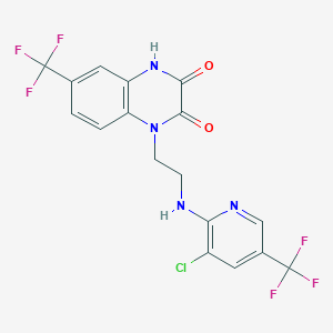 molecular formula C17H11ClF6N4O2 B2735205 1-(2-{[3-Chloro-5-(trifluoromethyl)-2-pyridinyl]amino}ethyl)-6-(trifluoromethyl)-1,4-dihydro-2,3-quinoxalinedione CAS No. 337921-02-5