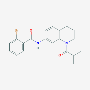 molecular formula C20H21BrN2O2 B2735213 2-bromo-N-[1-(2-methylpropanoyl)-1,2,3,4-tetrahydroquinolin-7-yl]benzamide CAS No. 1005301-63-2