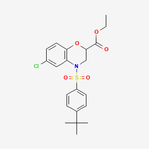 ethyl 4-{[4-(tert-butyl)phenyl]sulfonyl}-6-chloro-3,4-dihydro-2H-1,4-benzoxazine-2-carboxylate