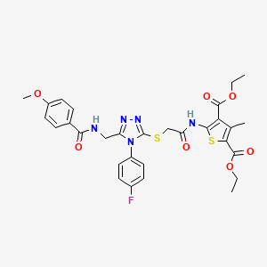 Diethyl 5-[[2-[[4-(4-fluorophenyl)-5-[[(4-methoxybenzoyl)amino]methyl]-1,2,4-triazol-3-yl]sulfanyl]acetyl]amino]-3-methylthiophene-2,4-dicarboxylate
