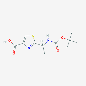 molecular formula C11H16N2O4S B2735239 Tert-butyl (1-(4-carboxythiazol-2-yl)ethyl)carbamate CAS No. 605667-95-6