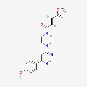 molecular formula C22H22N4O3 B2735241 (E)-3-(furan-2-yl)-1-(4-(6-(4-methoxyphenyl)pyrimidin-4-yl)piperazin-1-yl)prop-2-en-1-one CAS No. 1351664-81-7