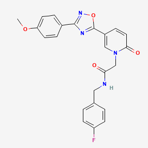 molecular formula C23H19FN4O4 B2735257 N-[(4-fluorophenyl)methyl]-2-{5-[3-(4-methoxyphenyl)-1,2,4-oxadiazol-5-yl]-2-oxo-1,2-dihydropyridin-1-yl}acetamide CAS No. 1112419-40-5
