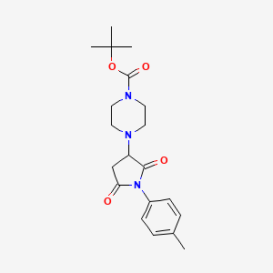molecular formula C20H27N3O4 B2735285 Tert-butyl 4-[1-(4-methylphenyl)-2,5-dioxoazolidin-3-yl]piperazinecarboxylate CAS No. 893762-46-4