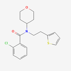 2-chloro-N-(tetrahydro-2H-pyran-4-yl)-N-(2-(thiophen-2-yl)ethyl)benzamide