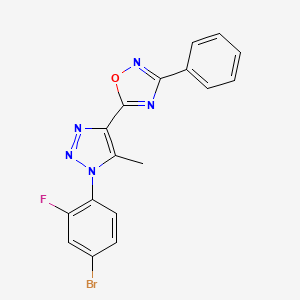 molecular formula C17H11BrFN5O B2735306 5-[1-(4-bromo-2-fluorophenyl)-5-methyl-1H-1,2,3-triazol-4-yl]-3-phenyl-1,2,4-oxadiazole CAS No. 895093-43-3
