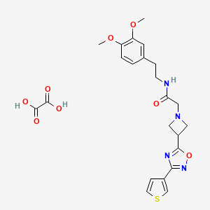 molecular formula C23H26N4O8S B2735344 N-(3,4-dimethoxyphenethyl)-2-(3-(3-(thiophen-3-yl)-1,2,4-oxadiazol-5-yl)azetidin-1-yl)acetamide oxalate CAS No. 1396888-59-7