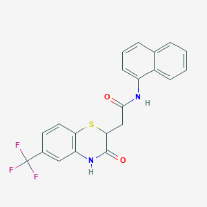 molecular formula C21H15F3N2O2S B2735440 N-(naphthalen-1-yl)-2-[3-oxo-6-(trifluoromethyl)-3,4-dihydro-2H-1,4-benzothiazin-2-yl]acetamide CAS No. 442653-77-2