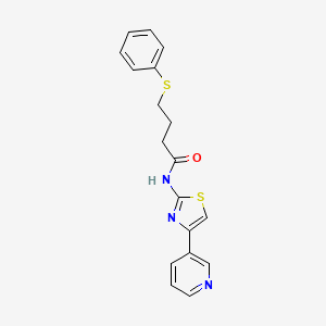 molecular formula C18H17N3OS2 B2735493 4-(phenylthio)-N-(4-(pyridin-3-yl)thiazol-2-yl)butanamide CAS No. 848298-36-2