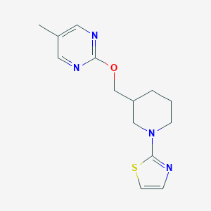 molecular formula C14H18N4OS B2735514 5-Methyl-2-{[1-(1,3-thiazol-2-yl)piperidin-3-yl]methoxy}pyrimidine CAS No. 2380044-92-6