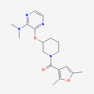 molecular formula C18H24N4O3 B2735531 (3-((3-(Dimethylamino)pyrazin-2-yl)oxy)piperidin-1-yl)(2,5-dimethylfuran-3-yl)methanone CAS No. 2034482-55-6