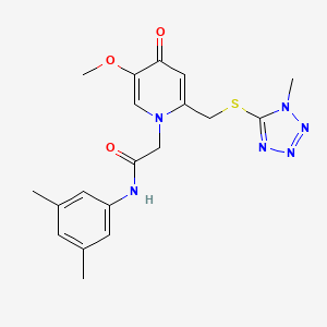 molecular formula C19H22N6O3S B2735532 N-(3,5-dimethylphenyl)-2-(5-methoxy-2-(((1-methyl-1H-tetrazol-5-yl)thio)methyl)-4-oxopyridin-1(4H)-yl)acetamide CAS No. 1005302-32-8