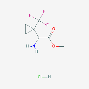 molecular formula C7H11ClF3NO2 B2735544 Methyl 2-amino-2-[1-(trifluoromethyl)cyclopropyl]acetate hydrochloride CAS No. 2193065-92-6