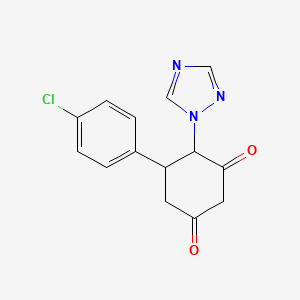 molecular formula C14H12ClN3O2 B2735550 5-(4-chlorophenyl)-4-(1H-1,2,4-triazol-1-yl)-1,3-cyclohexanedione CAS No. 439121-26-3
