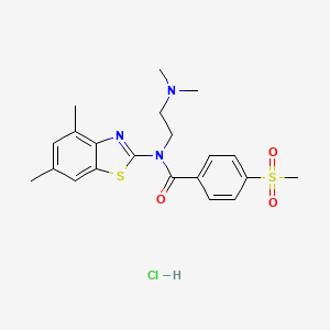 molecular formula C21H26ClN3O3S2 B2735577 N-(2-(dimethylamino)ethyl)-N-(4,6-dimethylbenzo[d]thiazol-2-yl)-4-(methylsulfonyl)benzamide hydrochloride CAS No. 1215543-09-1