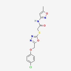 molecular formula C15H13ClN4O4S B2735605 2-((5-((4-chlorophenoxy)methyl)-1,3,4-oxadiazol-2-yl)thio)-N-(5-methylisoxazol-3-yl)acetamide CAS No. 851129-58-3