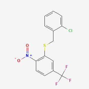 molecular formula C14H9ClF3NO2S B2735613 2-Chlorobenzyl 2-nitro-5-(trifluoromethyl)phenyl sulfide CAS No. 866132-55-0