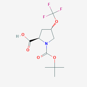 molecular formula C11H16F3NO5 B2735620 (2R,4S)-1-[(2-Methylpropan-2-yl)oxycarbonyl]-4-(trifluoromethoxy)pyrrolidine-2-carboxylic acid CAS No. 2411178-07-7