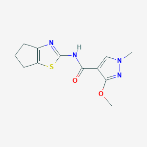 molecular formula C12H14N4O2S B2735637 N-(5,6-dihydro-4H-cyclopenta[d]thiazol-2-yl)-3-methoxy-1-methyl-1H-pyrazole-4-carboxamide CAS No. 1219906-75-8