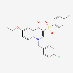 molecular formula C24H19ClFNO4S B2735670 1-[(4-chlorophenyl)methyl]-6-ethoxy-3-(4-fluorobenzenesulfonyl)-1,4-dihydroquinolin-4-one CAS No. 866810-13-1