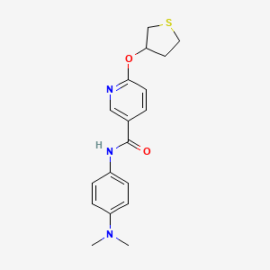 molecular formula C18H21N3O2S B2735692 N-[4-(dimethylamino)phenyl]-6-(thiolan-3-yloxy)pyridine-3-carboxamide CAS No. 2034299-48-2