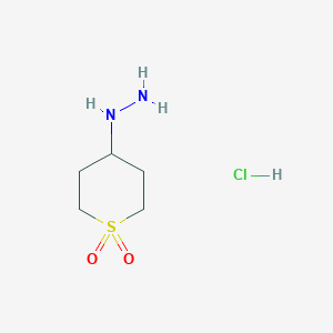 molecular formula C5H13ClN2O2S B2735705 4-Hydrazinyltetrahydro-2H-thiopyran 1,1-dioxide hydrochloride CAS No. 1432678-30-2
