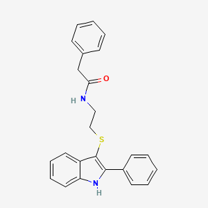 molecular formula C24H22N2OS B2735734 2-phenyl-N-(2-((2-phenyl-1H-indol-3-yl)thio)ethyl)acetamide CAS No. 850916-38-0