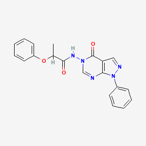 molecular formula C20H17N5O3 B2735737 N-(4-oxo-1-phenyl-1H-pyrazolo[3,4-d]pyrimidin-5(4H)-yl)-2-phenoxypropanamide CAS No. 899996-54-4