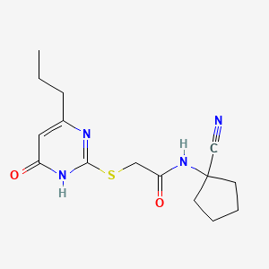 molecular formula C15H20N4O2S B2735743 N-(1-Cyanocyclopentyl)-2-[(6-oxo-4-propyl-1H-pyrimidin-2-yl)sulfanyl]acetamide CAS No. 849142-32-1