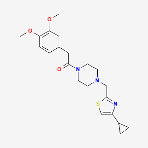 molecular formula C21H27N3O3S B2735748 1-(4-((4-Cyclopropylthiazol-2-yl)methyl)piperazin-1-yl)-2-(3,4-dimethoxyphenyl)ethanone CAS No. 1105223-45-7