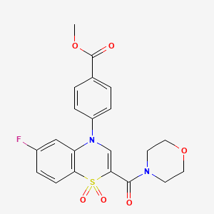 molecular formula C21H19FN2O6S B2735756 methyl 4-[6-fluoro-2-(morpholine-4-carbonyl)-1,1-dioxo-4H-1lambda6,4-benzothiazin-4-yl]benzoate CAS No. 1251681-22-7