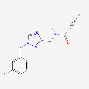 molecular formula C14H13FN4O B2735761 N-[[1-[(3-Fluorophenyl)methyl]-1,2,4-triazol-3-yl]methyl]but-2-ynamide CAS No. 2411242-87-8