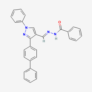 molecular formula C29H22N4O B2735778 N'-[(1E)-(3-{[1,1'-biphenyl]-4-yl}-1-phenyl-1H-pyrazol-4-yl)methylidene]benzohydrazide CAS No. 956211-76-0
