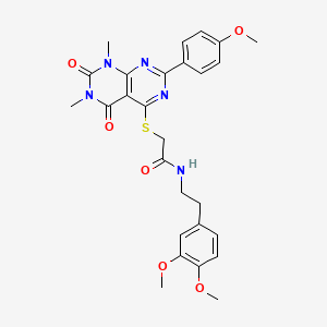 molecular formula C27H29N5O6S B2735799 N-(3,4-dimethoxyphenethyl)-2-((2-(4-methoxyphenyl)-6,8-dimethyl-5,7-dioxo-5,6,7,8-tetrahydropyrimido[4,5-d]pyrimidin-4-yl)thio)acetamide CAS No. 852168-93-5
