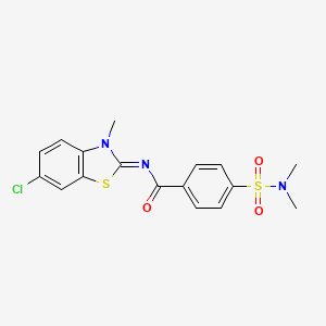 molecular formula C17H16ClN3O3S2 B2735801 N-[(2Z)-6-chloro-3-methyl-2,3-dihydro-1,3-benzothiazol-2-ylidene]-4-(dimethylsulfamoyl)benzamide CAS No. 392326-49-7