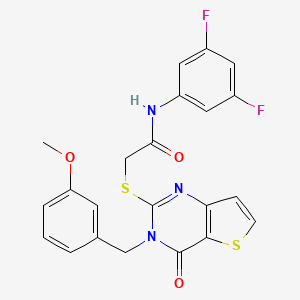 molecular formula C22H17F2N3O3S2 B2735803 N-(3,5-difluorophenyl)-2-({3-[(3-methoxyphenyl)methyl]-4-oxo-3H,4H-thieno[3,2-d]pyrimidin-2-yl}sulfanyl)acetamide CAS No. 1252845-81-0
