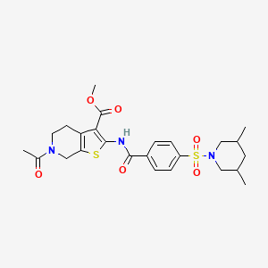 molecular formula C25H31N3O6S2 B2735861 Methyl 6-acetyl-2-(4-((3,5-dimethylpiperidin-1-yl)sulfonyl)benzamido)-4,5,6,7-tetrahydrothieno[2,3-c]pyridine-3-carboxylate CAS No. 449769-13-5