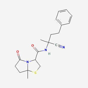 molecular formula C19H23N3O2S B2735899 N-(1-cyano-1-methyl-3-phenylpropyl)-7a-methyl-5-oxo-hexahydropyrrolo[2,1-b][1,3]thiazole-3-carboxamide CAS No. 1427539-99-8