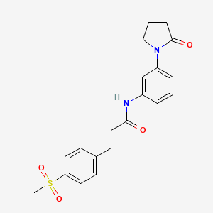 molecular formula C20H22N2O4S B2735917 3-(4-(methylsulfonyl)phenyl)-N-(3-(2-oxopyrrolidin-1-yl)phenyl)propanamide CAS No. 2034356-04-0