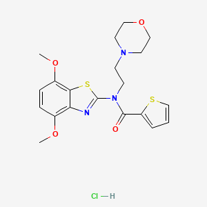 molecular formula C20H24ClN3O4S2 B2735951 N-(4,7-dimethoxybenzo[d]thiazol-2-yl)-N-(2-morpholinoethyl)thiophene-2-carboxamide hydrochloride CAS No. 1217086-92-4