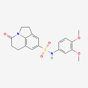 molecular formula C19H20N2O5S B2735959 N-(3,4-dimethoxyphenyl)-11-oxo-1-azatricyclo[6.3.1.0^{4,12}]dodeca-4(12),5,7-triene-6-sulfonamide CAS No. 898462-92-5