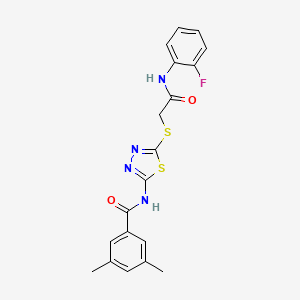 N-(5-((2-((2-fluorophenyl)amino)-2-oxoethyl)thio)-1,3,4-thiadiazol-2-yl)-3,5-dimethylbenzamide