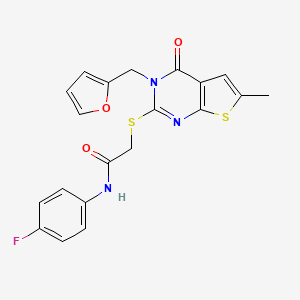 N-(4-fluorophenyl)-2-[3-(furan-2-ylmethyl)-6-methyl-4-oxothieno[2,3-d]pyrimidin-2-yl]sulfanylacetamide
